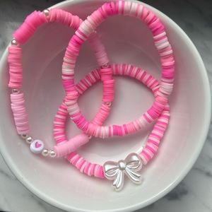 Cute pink 3 piece bracelet set